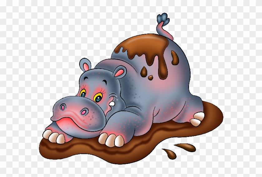 Cute Baby Hippopotamus In Mud - Hippo Clipart Funny #428344