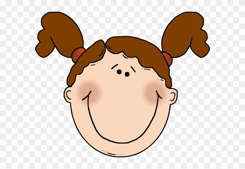 Girl With Brown Hair Clip Art At Clker - Girl Face Clip Art #428499