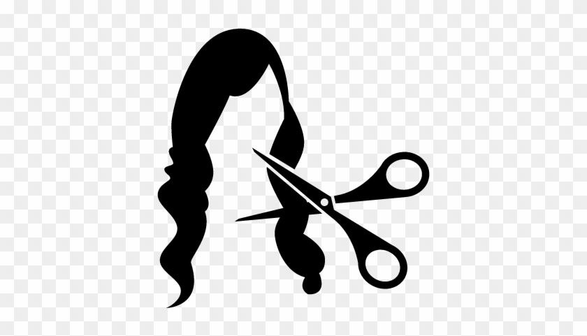 Scissors Cutting Long Hair Vector - Hair And Scissors Png #428603