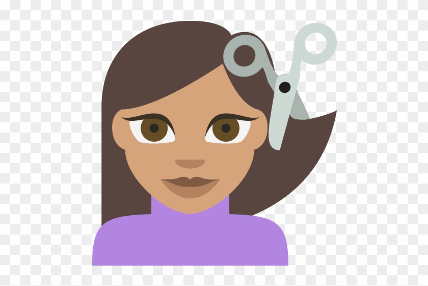 Haircut Medium Skin Tone Emoji Emoticon Vector Icon - Cartoon #428660
