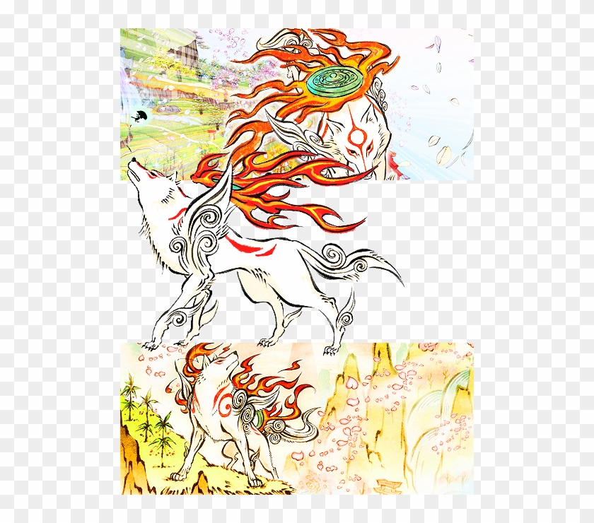 Okami Fire Wolf God Japanese Game Poster 32x24 #428893