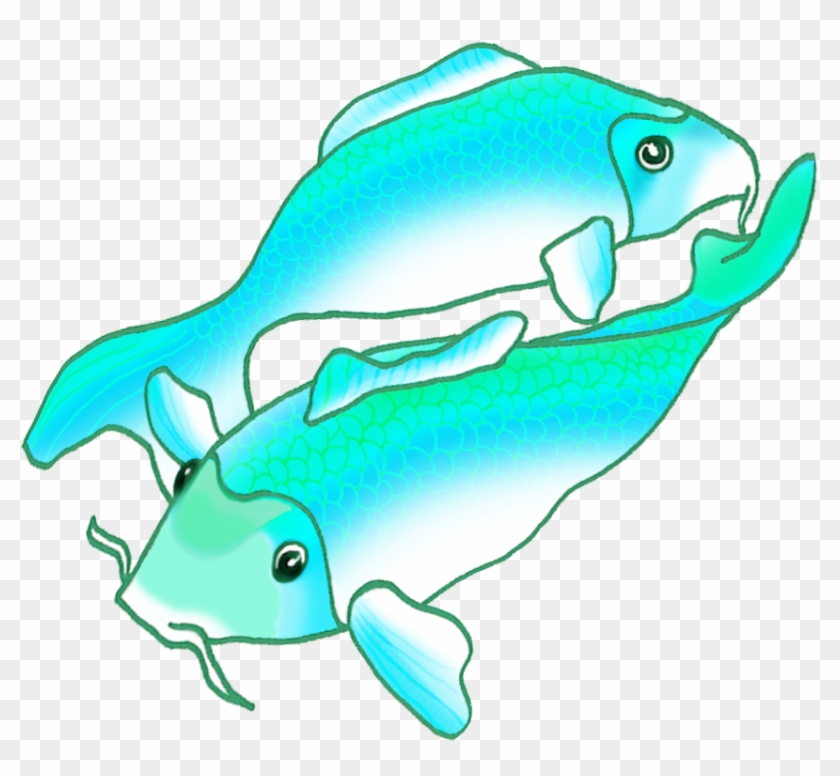 Two Blue Green Koi Fish - Two Blue Green Koi Fish #428906