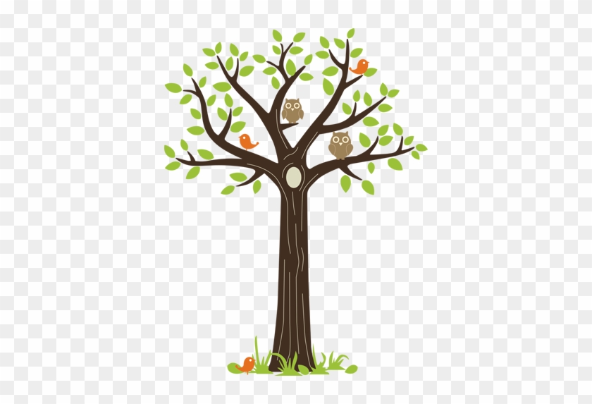 Color De Su Pared - Arbol Con Buho Dibujo #428931