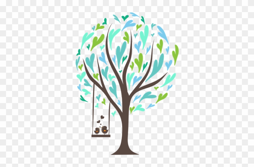 Vinilo Decorativo Pajaritos Enamorados Columpio Árbol - Arbol Con Pajaritos Png #428948