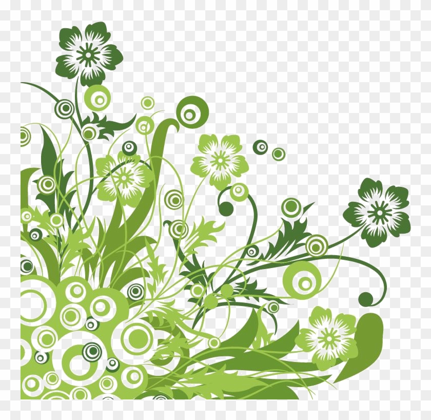 Green Floral Design Vector Graphic Copy - Green Flower Vector Png - Free  Transparent PNG Clipart Images Download