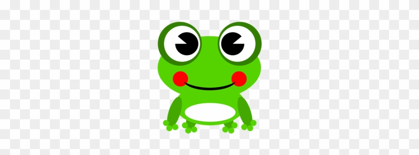 Vector Drawing Of Bright Green Happy Frog - Frog Cute Clipart #429416