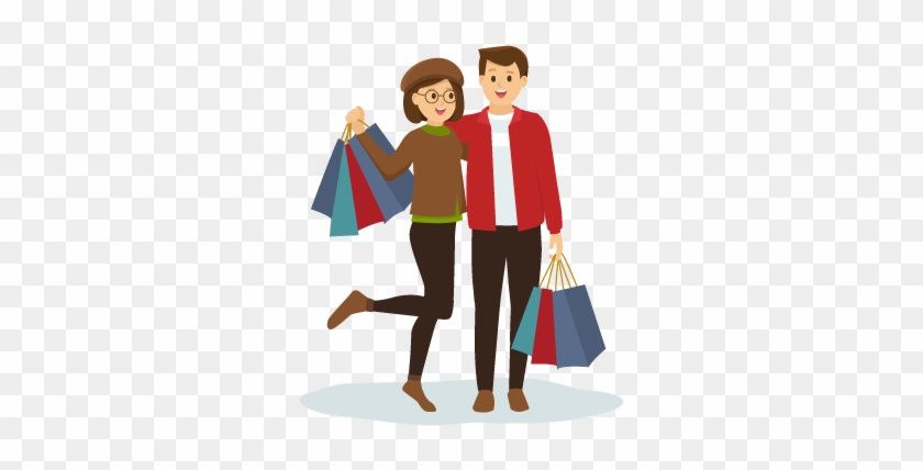 Couple Loaded With Shopping Bags - Couple Shopping Clipart #429860