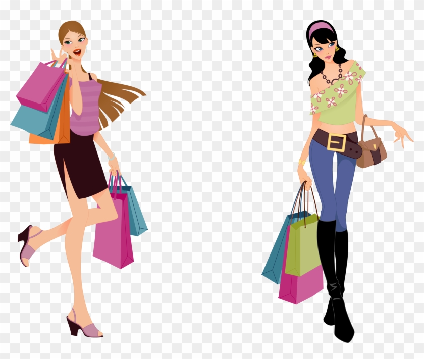 Shopping Fashion Clip Art - Fashion Shopping Girl Vector #429886