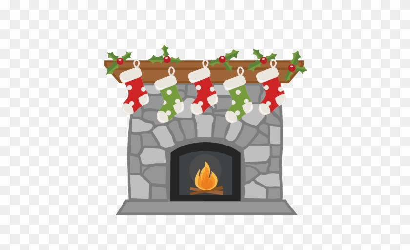 Christmas Fireplace Clipart Christmas Fireplace Svg - Stockings On Fireplace Clip Art #429959