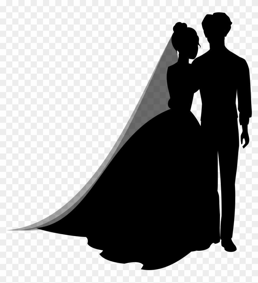 Wedding Couple Silhouettes Png Clip Art - Wedding Couple Silhouette Png #430114
