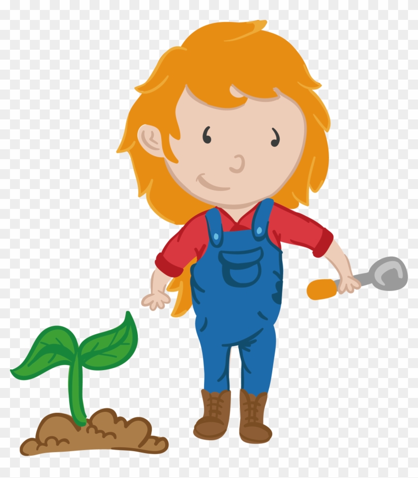 Download Clip Art - Child Planting Cartoon Png #430187