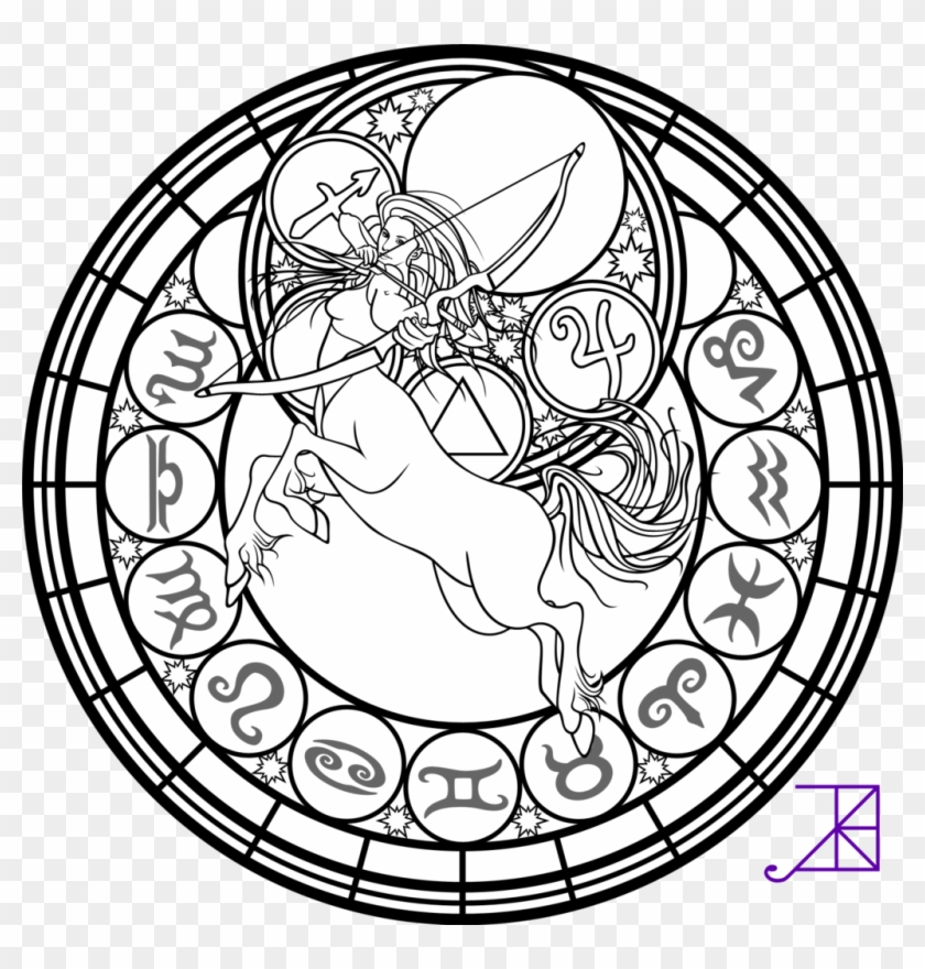 Zodiac Sagittarius Stained Glass Coloring Page By Akili-amethyst - Adult Coloring Books Zodiac #430461