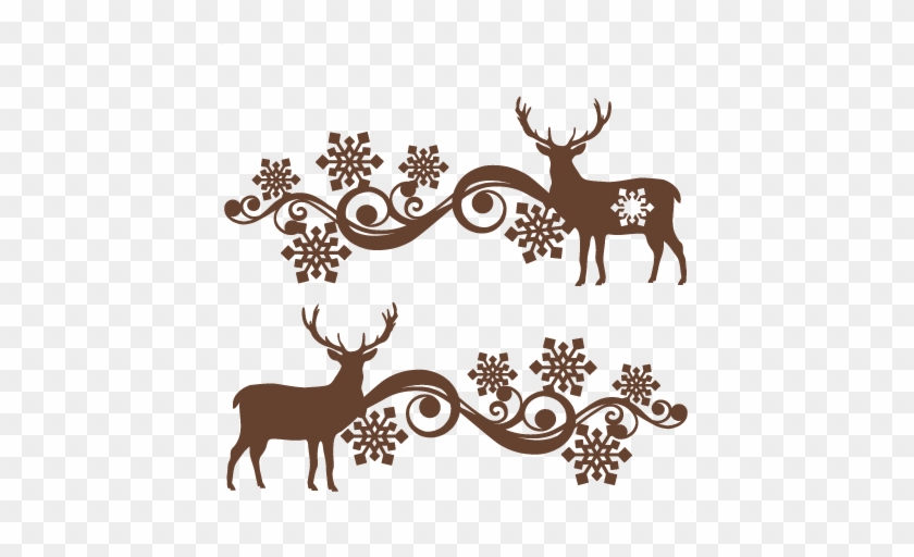 Reindeer Snowflake Flourish Set Svg Scrapbook Cut File - Corner Snowflake Flourishes #431014