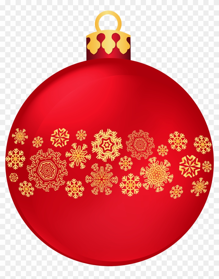 Red Christmas Ball With Snowflakes Png Clipart - Clip Art Christmas Balls #431659