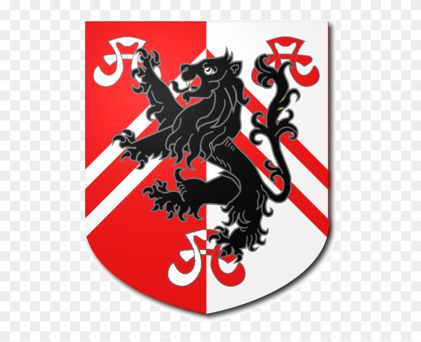 Per Pale Gules And Argent, Two Chevronel Between Three - Gules A Lion Rampant #432322