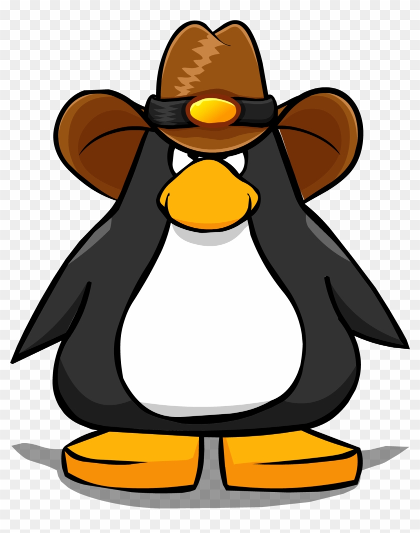 Brown Cowboy Hat From A Player Card Paper - Penguin With A Horn #432595