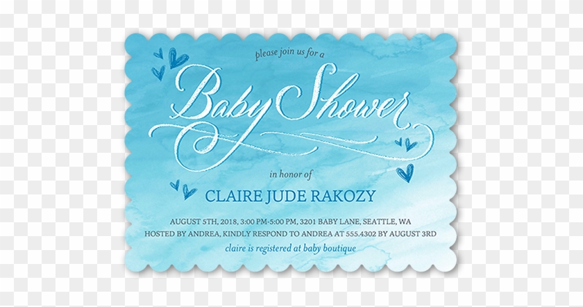 Arriving Watercolor Boy Baby Shower Invitation - Calligraphy #432606