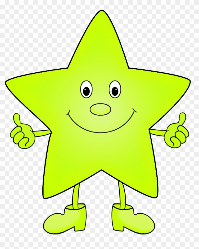 Light Green Funny Clip Art Of Star - Green Stars Cartoon - Free Transparent  PNG Clipart Images Download