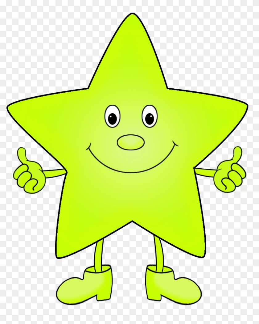 Light Green Funny Clip Art Of Star - Green Stars Cartoon #432875