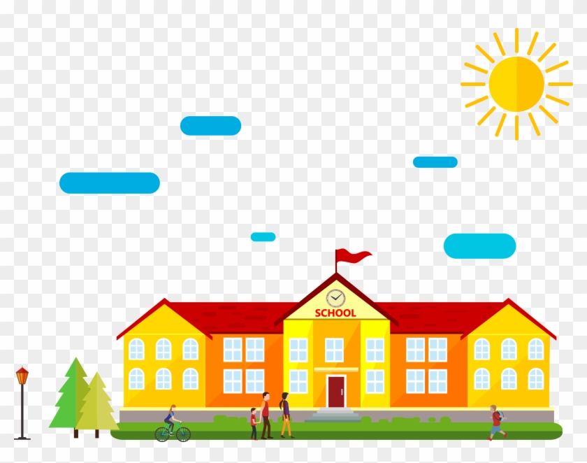 Schoolyard Cartoon Drawing - School Building Cartoon Png #433505