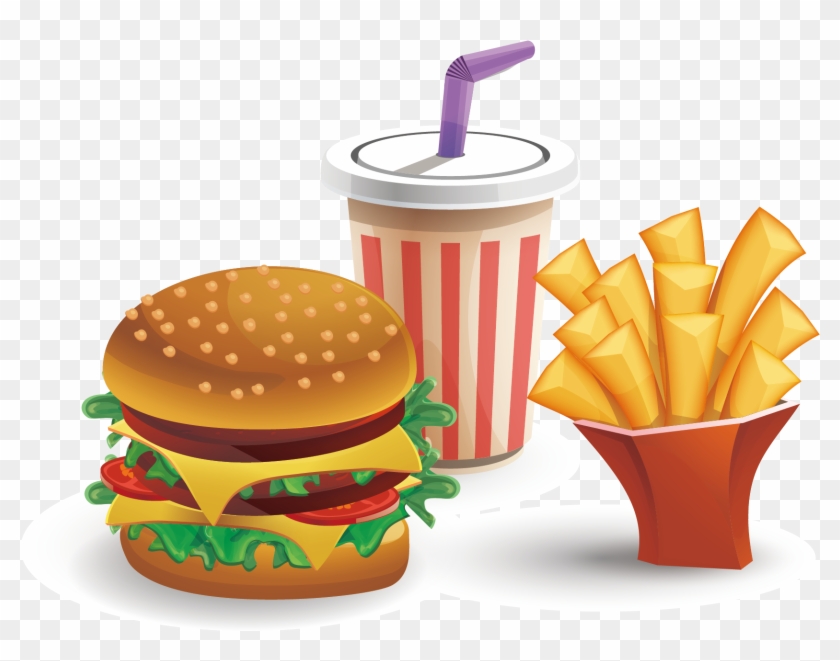 Hamburger Coca-cola Cheeseburger Fast Food French Fries - Hamburger With Fries And Drink #434352