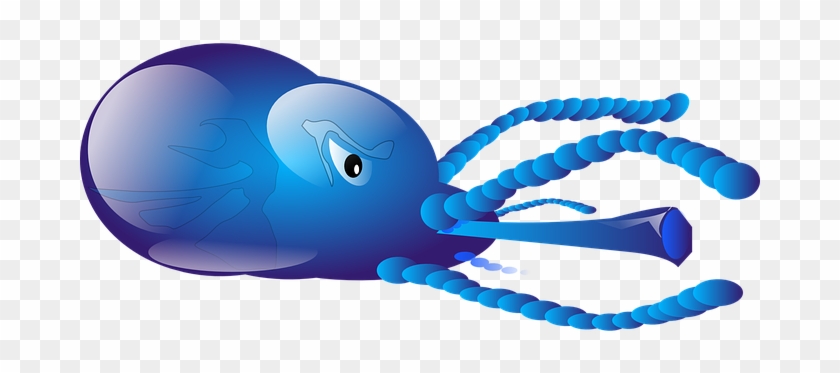 Octopus Devilfish Octopod Kraken Sea Life - Blue Squid Clipart #434373