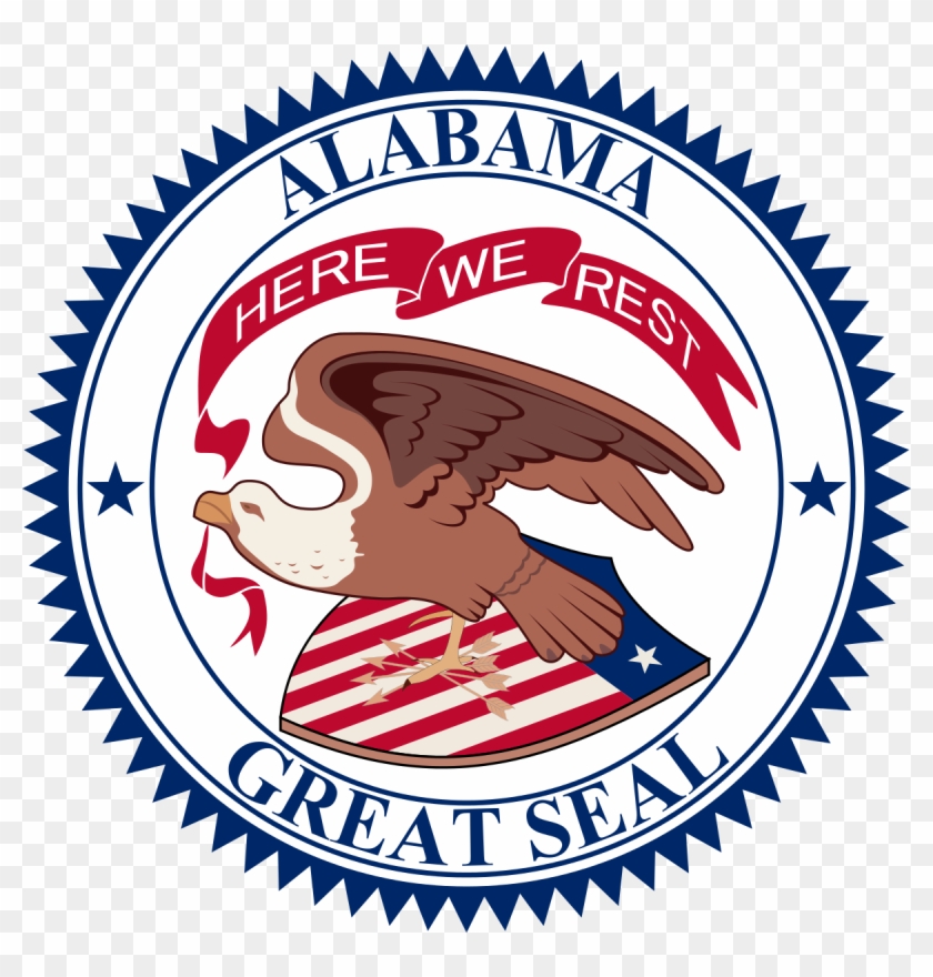 In The Centre Is An American Bald Eagle Alighting On - State Seal Of Alabama #434616