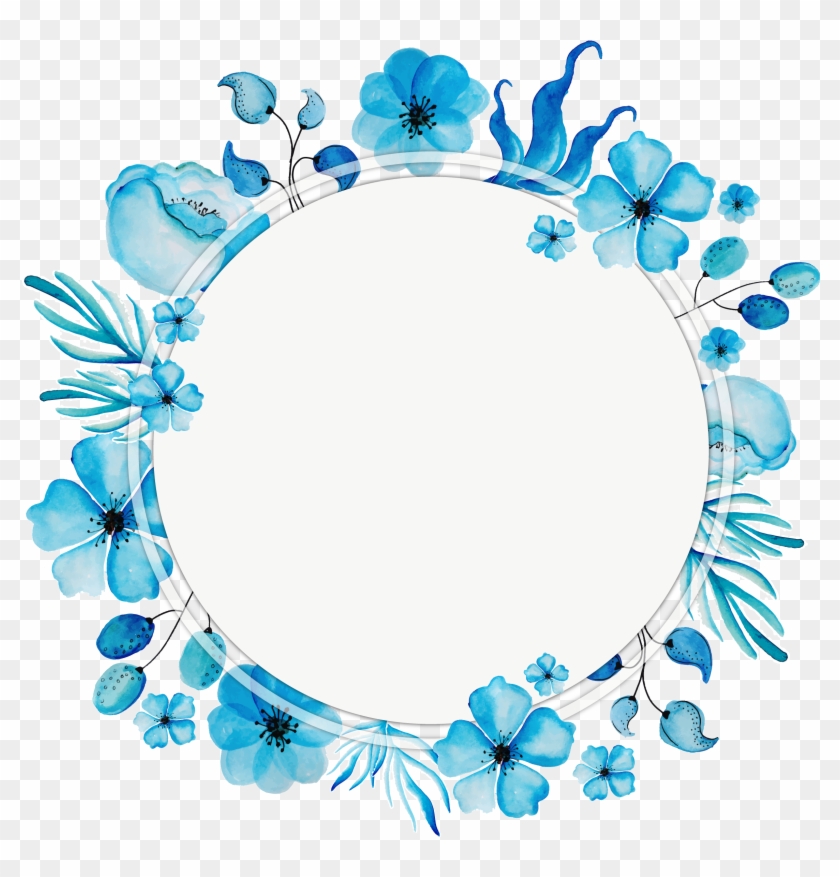Watercolor Blue Wreath Title Box - Blue #434627