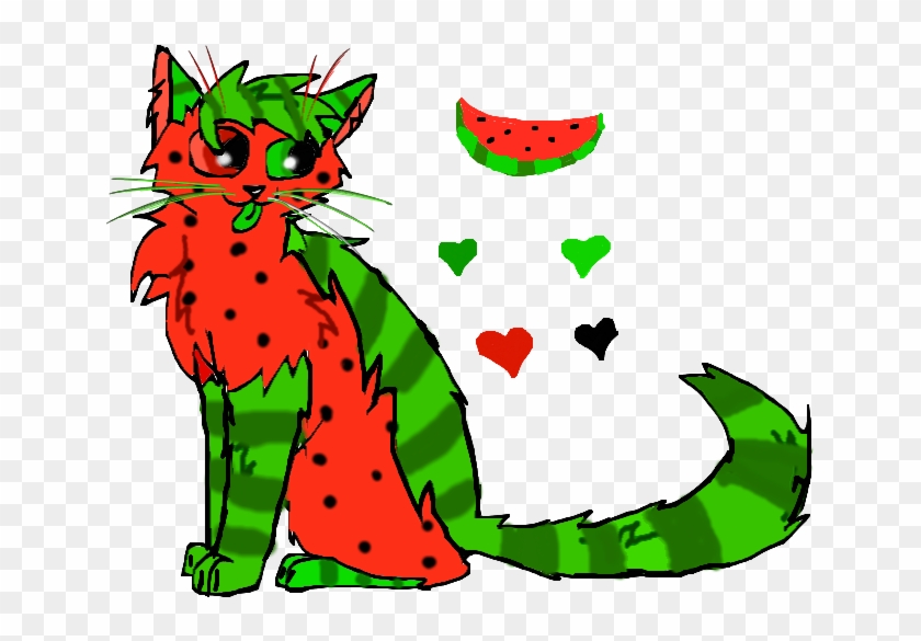 Watermelon Cat By Catsoul100 - Cartoon #434668