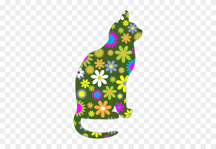 Floral Cat - Kitten Flowers Clip Art #434675
