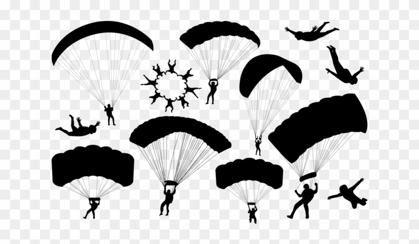 Skydiving Silhouettes Vector - Skydiver Silhouette #434777