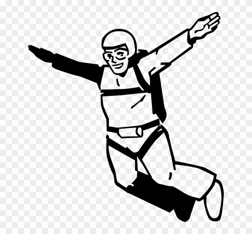 Vector Illustration Of Skydiver Jumps From Plane In - Vector Illustration Of Skydiver Jumps From Plane In #434795