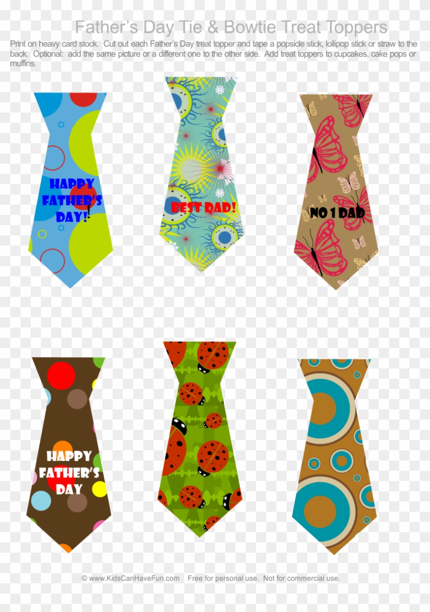 Father's Day Tie & Bowtie Treat Toppers To Add To Muffins, - Pattern #434913
