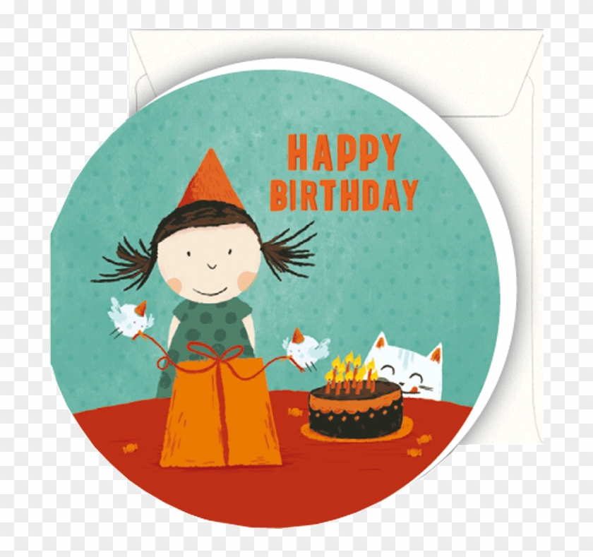 Julia Séguy Mini Round Greeting Card "happy Birthday" - Julia Anniversaire #435439