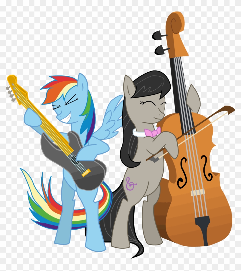 Rainbow Dash Playing A Guitar And Octavia Playing The - Rainbow Dash #435649