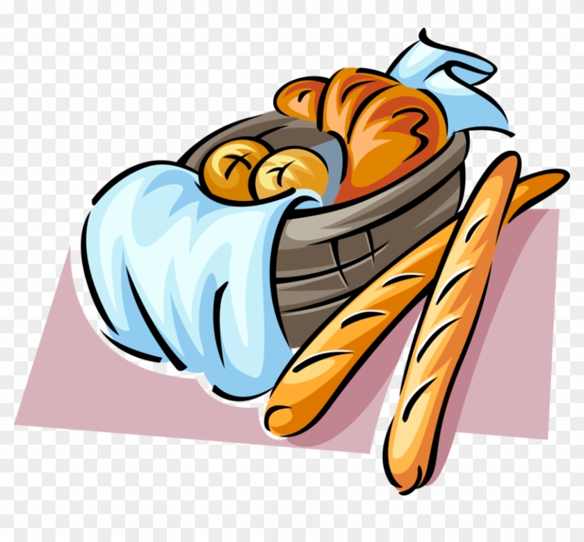 Vector Illustration Of Fresh Baked French Baguette - Bread Basket Clip Art #435684