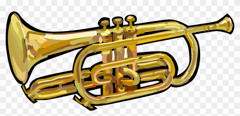 Vector Illustration Of Trumpet Horn Brass Musical Instrument - Trumpet #435770