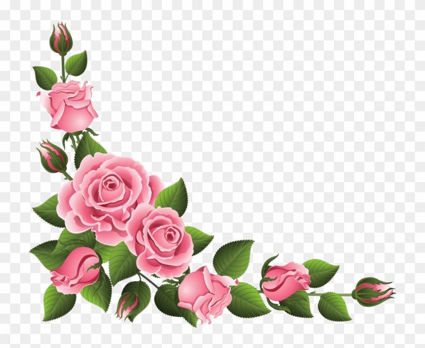 Rose Border Clip Art Free Pink Rose Clipart And Boarders - Flower Border Corner Png #435877
