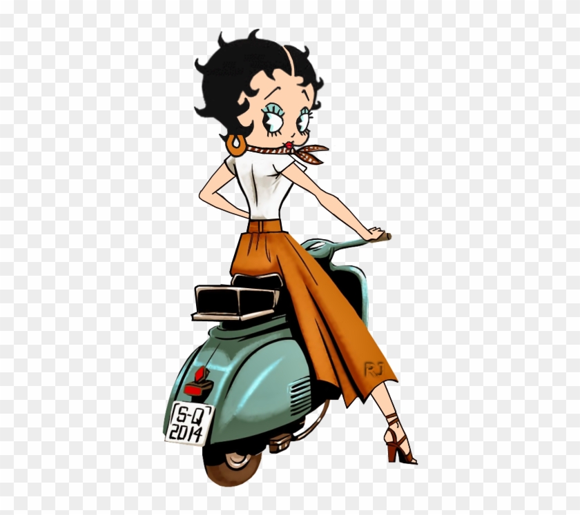 Betty Boop Scooter Or Vespa Looking Over Shoulder By - Cartoon #436070