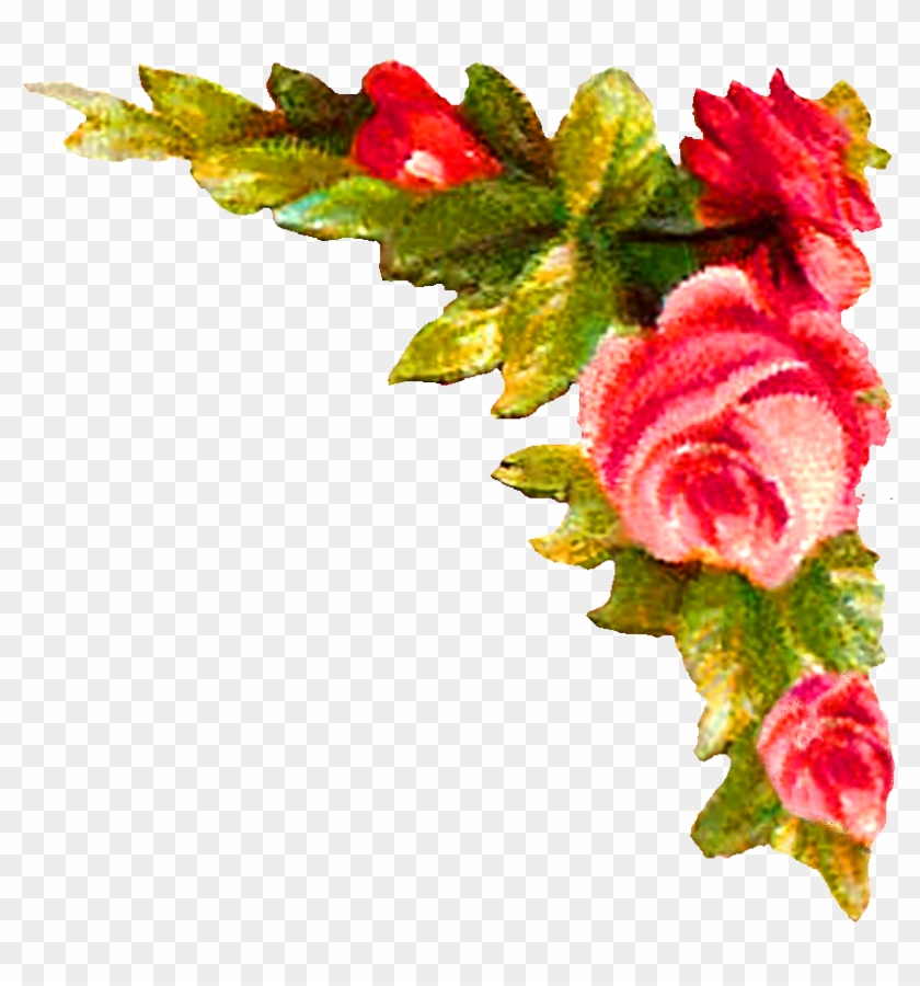 Digital Rose Corner Design Printable Flower Clip Art - Digital Rose Corner Design Printable Flower Clip Art #436123