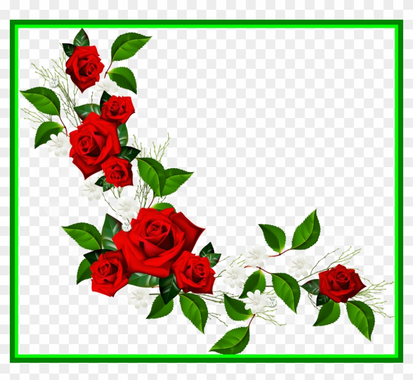 Astonishing Decorative Element With Red White And Hearts - Red Rose Border Clipart #436129