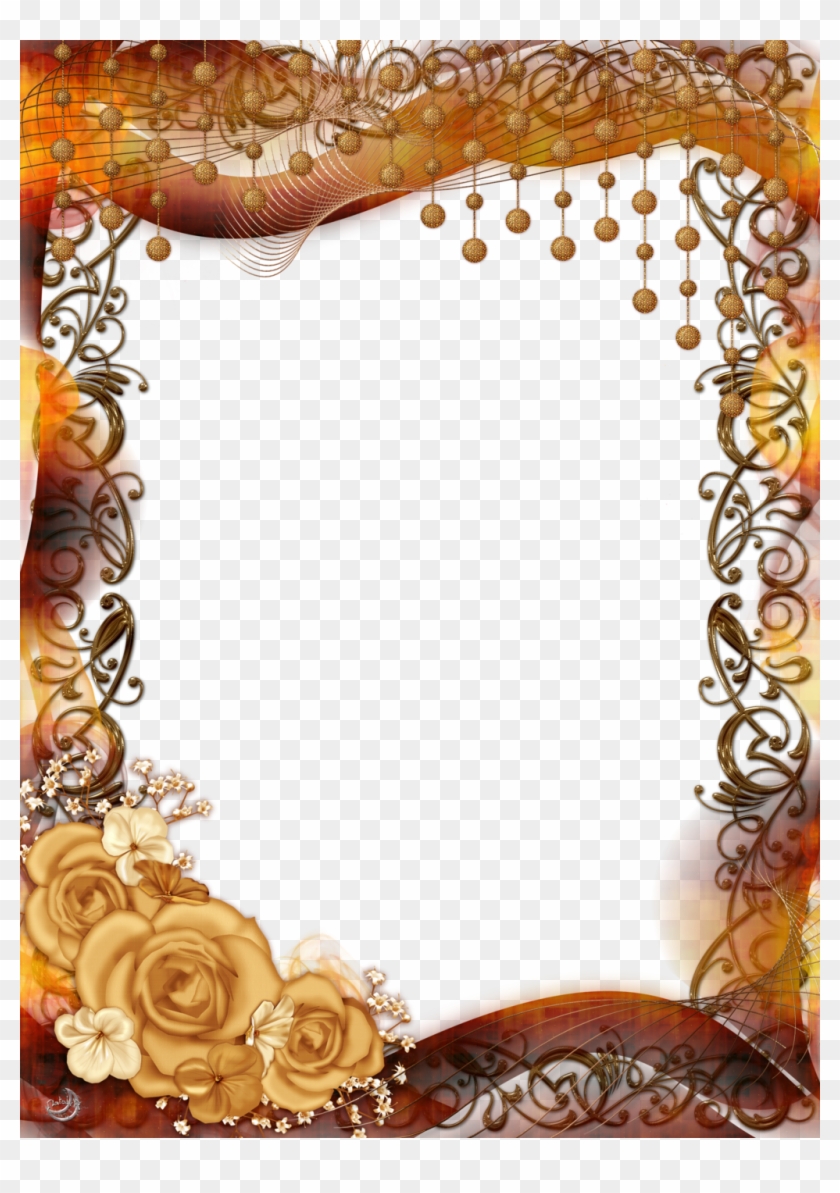 Gold Flower Frame Png Pic - Golden Frames Design Png #436147