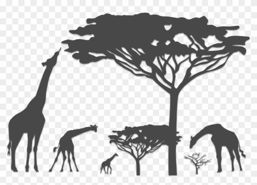 Contact Details - Giraffe Silhouette With Tree #436238