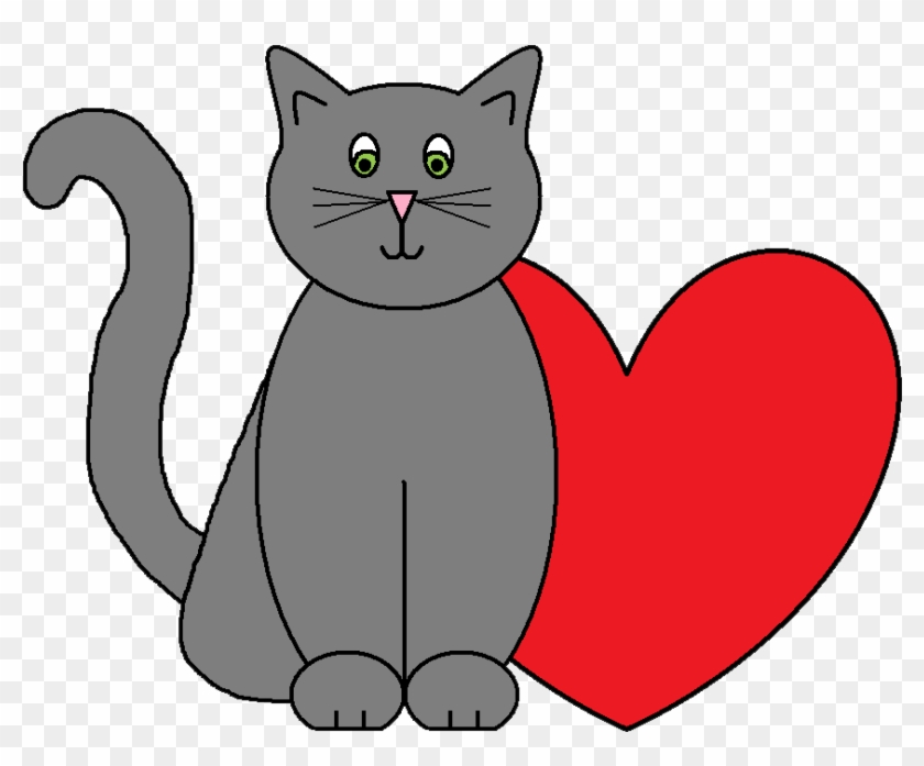 Valentines Day Cat Clipart - Cat Valentine Hearts Transparent #436297