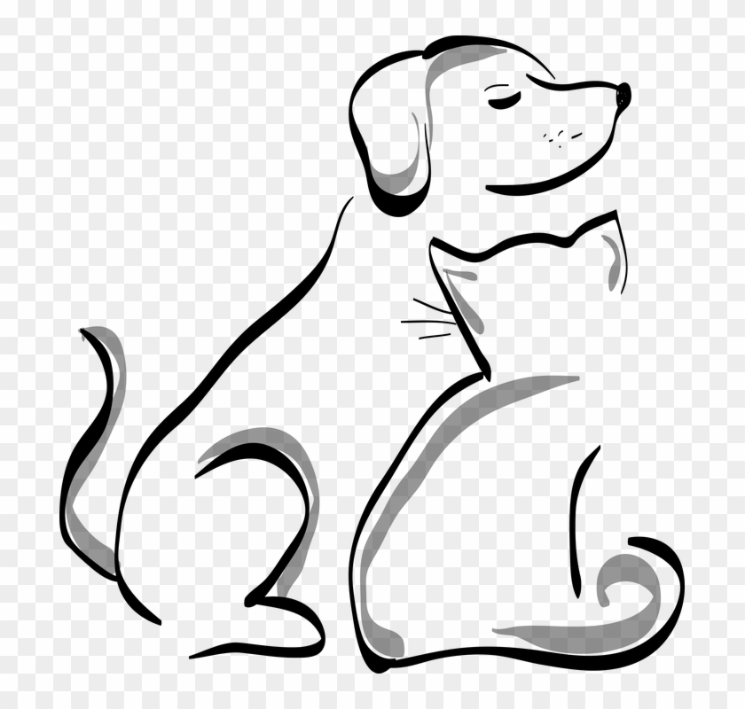 Black And White Dog Clipart 23, - Cartoon Dog And Cat #436416