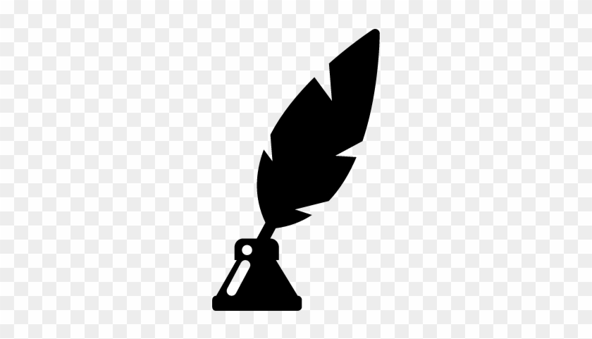 Poetry Symbol Of A Feather In Ink Container Vector - Poetry Symbol #436800