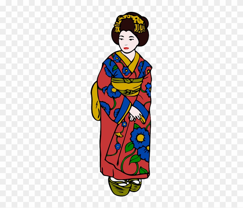 Oriental Woman, Clothing, Dress, Kimono, Asian, Oriental - Japan (flag & Geisha) Belt Buckle, Men's, Size: #437874