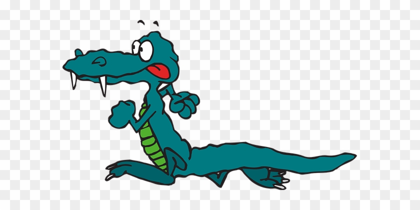 Alligator Green Reptile Wildlife Red Tongu - Running Animal Clip Art #438145