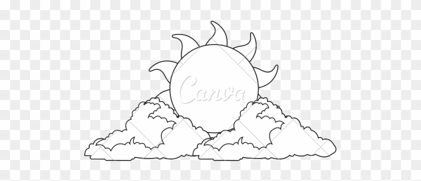 Sun And Clouds Illustration - Vector Graphics #438405