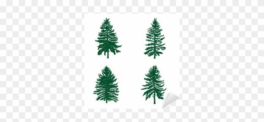 Set Of Different Silhouettes Of Green Pine Trees, Vector - Cedar Tree Silhouette #438615